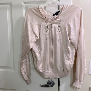 ✨B2G2✨ Pink zip-up sweater with green sparkly flowers